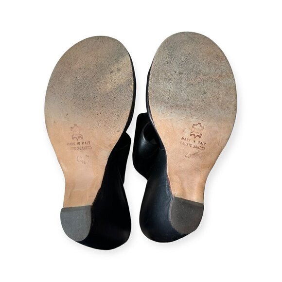 Vintage Y2K Faust Santini Black Wedge Slide Sandals, Size 40EU - Picture 7 of 14